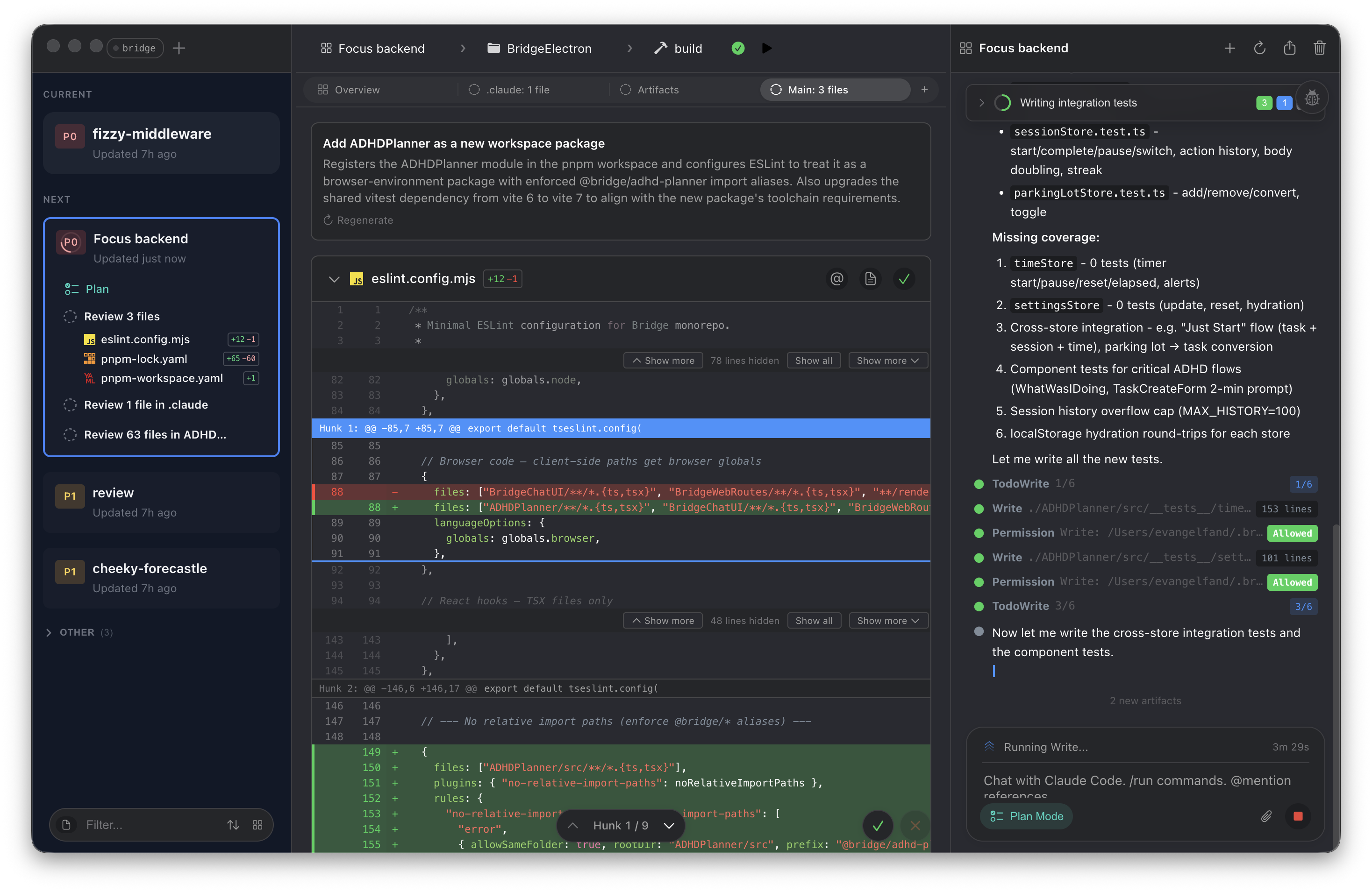 Bridge dashboard showing real-time agent monitoring and coordination